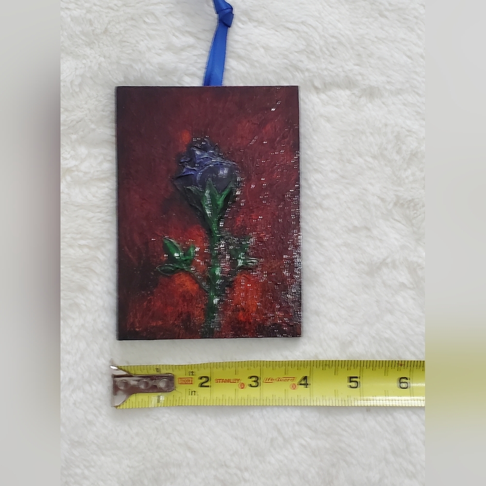 Mixed Media Art with Purple Rose